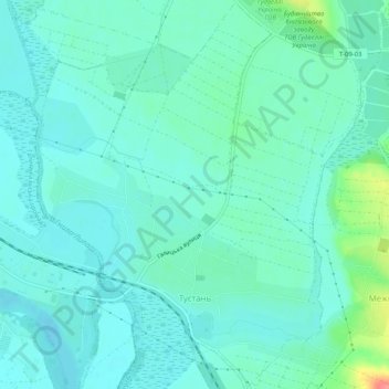 Mapa topográfico Тустань, altitud, relieve