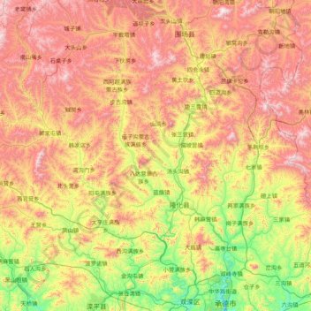 Mapa topográfico Longhua County, altitud, relieve