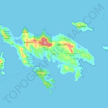 Mapa topográfico Isla de Culebra, altitud, relieve