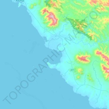 Mapa topográfico Kаala-Gomen, altitud, relieve