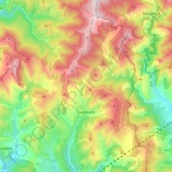 Mapa topográfico Lucerame, altitud, relieve