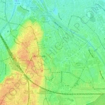 Mapa topográfico Innenstadt, altitud, relieve