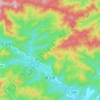 Mapa topográfico 陈汉乡, altitud, relieve