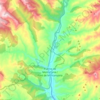 Mapa topográfico Puente de Montañana, altitud, relieve