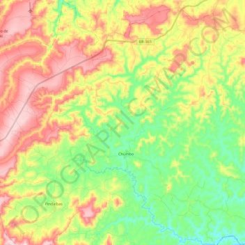 Mapa topográfico Chumbo, altitud, relieve