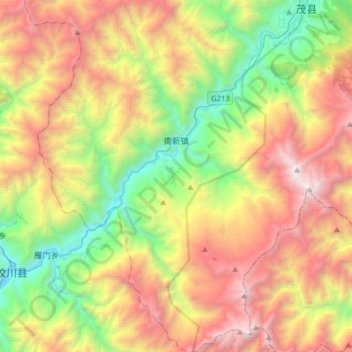 Mapa topográfico Nanxin, altitud, relieve