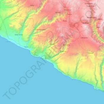 Mapa topográfico Provincia de Caravelí, altitud, relieve