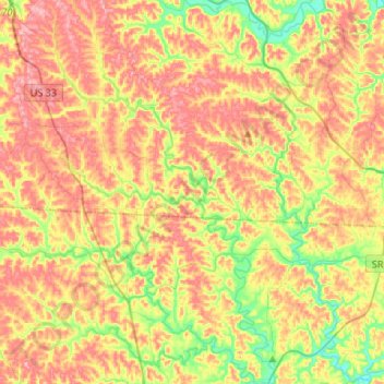 Mapa topográfico Middle Branch Shade River, altitud, relieve