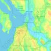 Mapa topográfico Everett, altitud, relieve
