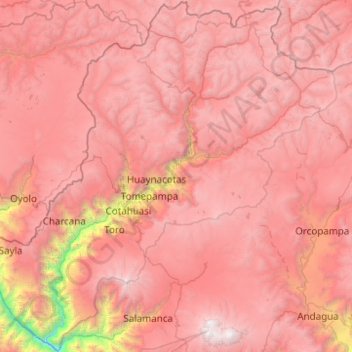 Mapa topográfico Reserva Paisajística Subcuenca del Cotahuasi, altitud, relieve