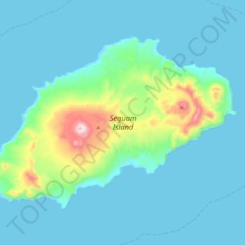 Mapa topográfico Seguam Island, altitud, relieve