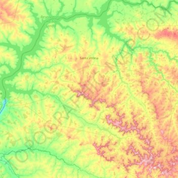 Mapa topográfico Santa Vitória, altitud, relieve