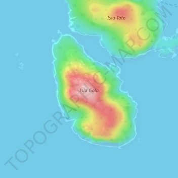 Mapa topográfico Isla Gala, altitud, relieve