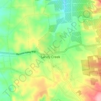 Mapa topográfico Sandy Creek, altitud, relieve