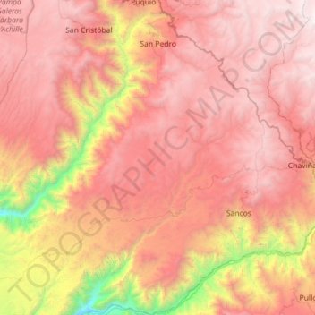 Mapa topográfico San Pedro, altitud, relieve