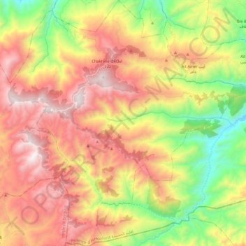 Mapa topográfico Chakran, altitud, relieve