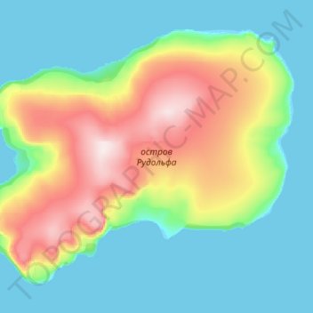 Mapa topográfico Rudolf Island, altitud, relieve
