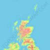 Mapa topográfico Escócia, altitud, relieve