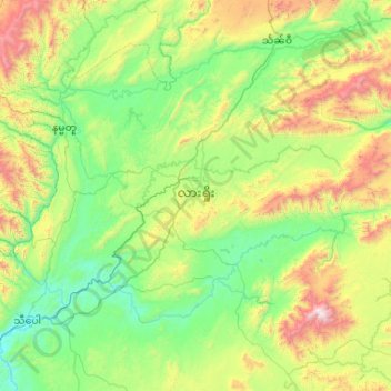 Mapa topográfico Lashio Township, altitud, relieve