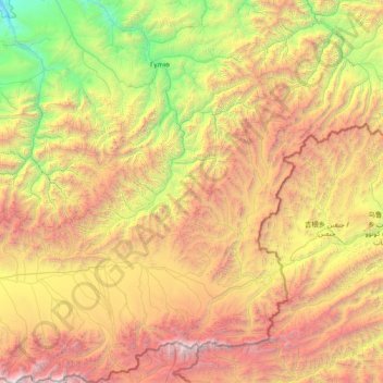 Mapa topográfico Алай району, altitud, relieve