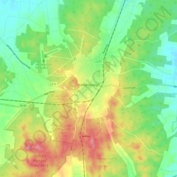Mapa topográfico Maryborough, altitud, relieve