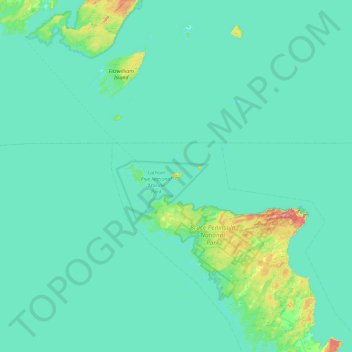 Mapa topográfico Flowerpot Island, altitud, relieve