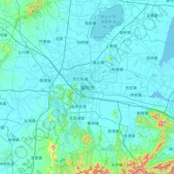 Mapa topográfico Liyang City, altitud, relieve