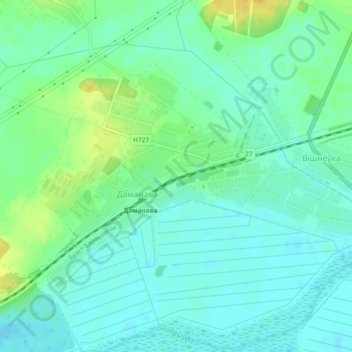 Mapa topográfico Доманово, altitud, relieve