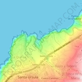 Mapa topográfico Barranquera la Costa, altitud, relieve