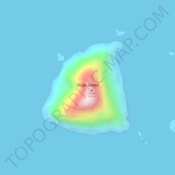 Mapa topográfico Diogo Island, altitud, relieve