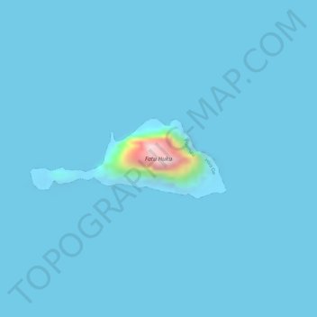 Mapa topográfico Fatu Huku, altitud, relieve