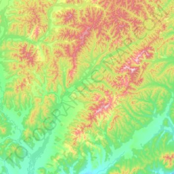 Mapa topográfico Кукан, altitud, relieve