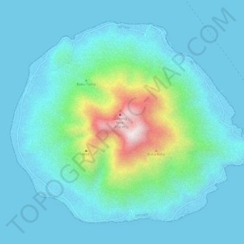 Mapa topográfico Moti Island, altitud, relieve