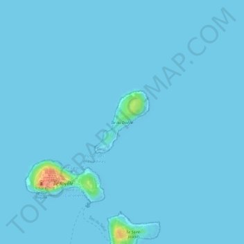 Mapa topográfico Ilha do Diabo, altitud, relieve