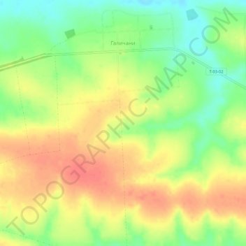 Mapa topográfico Галичани, altitud, relieve