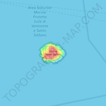 Mapa topográfico Isola di Santo Stefano, altitud, relieve