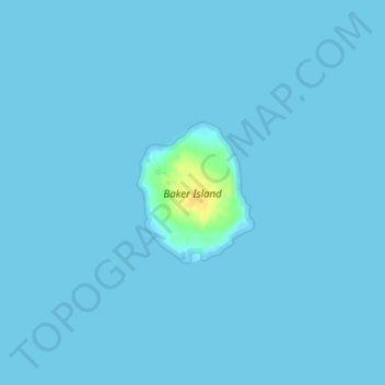 Mapa topográfico Baker Island, altitud, relieve