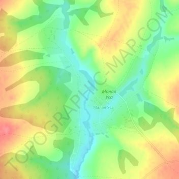 Mapa topográfico Малая Уса, altitud, relieve