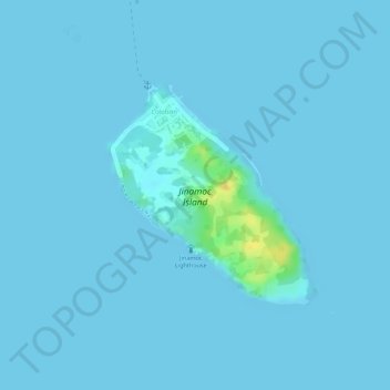 Mapa topográfico Jinamoc Island, altitud, relieve