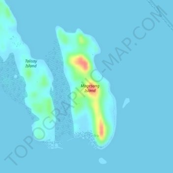 Mapa topográfico Magesang Island, altitud, relieve