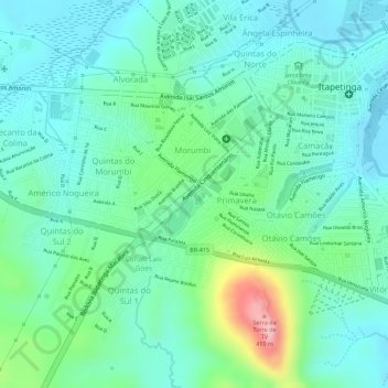 Mapa topográfico Bosque, altitud, relieve
