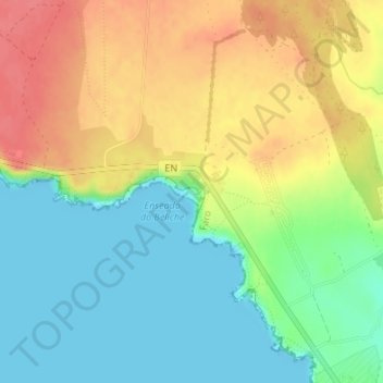 Mapa topográfico Praia do Beliche, altitud, relieve