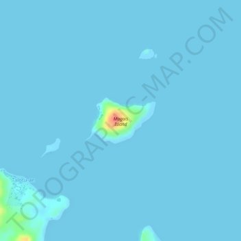 Mapa topográfico Magais Island, altitud, relieve