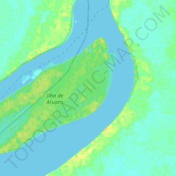 Mapa topográfico Amazon River, altitud, relieve