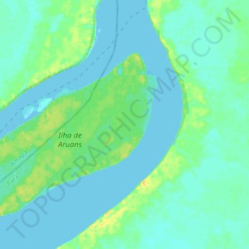 Mapa topográfico Amazon River, altitud, relieve