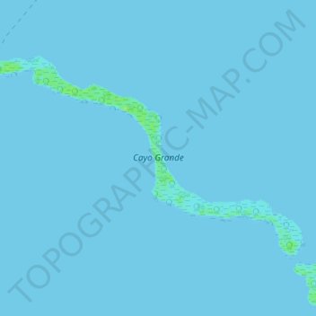 Mapa topográfico Cayo Grande, altitud, relieve