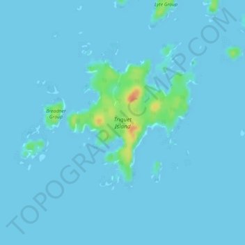 Mapa topográfico Triquet Island, altitud, relieve