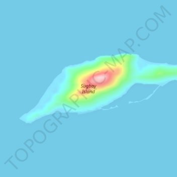 Mapa topográfico Sugbay Island, altitud, relieve
