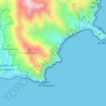 Mapa topográfico Roque Blanco, altitud, relieve