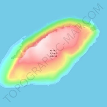 Mapa topográfico Round Island, altitud, relieve